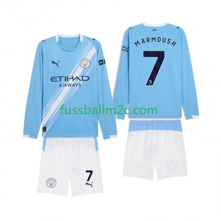 Fußballtrikots Manchester City Omar Marmoush 7 Kinder Heim Trikotsatz 2025-2026 Langarm
